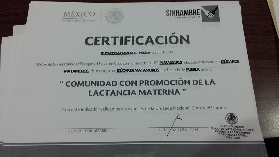 Certifican seis centros de salud en comunidades de Izúcar